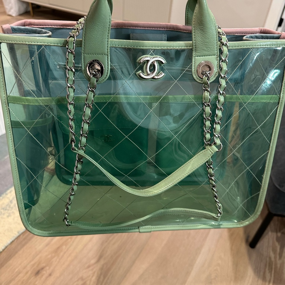 Lambskin and PVC Coco Splash Shopping Bag